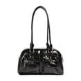 thumbnail image 2 of Bolso de hombro de piel sintética para mujer, bolso de mano con cremallera, elegante bolso para la axila. Negro, 2 of 9