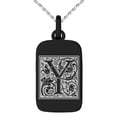 thumbnail image 2 of Stainless Steel Letter Y Initial Floral Box Monogram Engraved Small Rectangle Dog Tag Charm Pendant Necklace, 2 of 4
