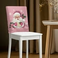 thumbnail image 2 of TSOVTHRID Chair Back Cover for Dining Room Removable Chair Slipcovers Decorative Chairs Covers for Kitchen Hotel Banquet Holiday Party Christmas Decor, Santa Claus Holly Rose Pink Print, Set of 2, 2 of 7