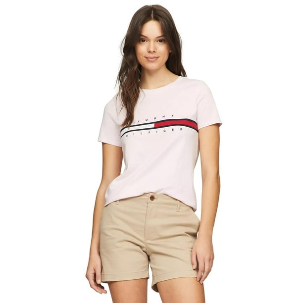 Camiseta Tommy Hilfiger de corte regular con bandera bordada para mujer