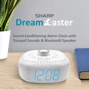 DreamCaster by Sharp Sound Machine Digital Alarm Clock Bluetooth Speaker 6 Sleep Sounds Blue LED Display