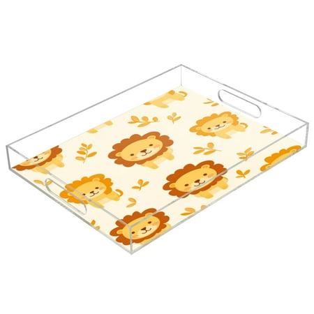 

Acrylic Tray 15.7*11.8*1.9 Inch Transparent Tray Food Tray Tea Cup Tray Serving Trays Cosmetics Storage Kitchen Table Bathroom Sundry Storage Cute Little Yellow Lion