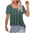thumbnail image 2 of Fiudx Liquidación de Ofertas Flash Moda Mujer Casual Blusa Sólida Camiseta de Manga Corta Tops con Botones de Verano, 2 of 7