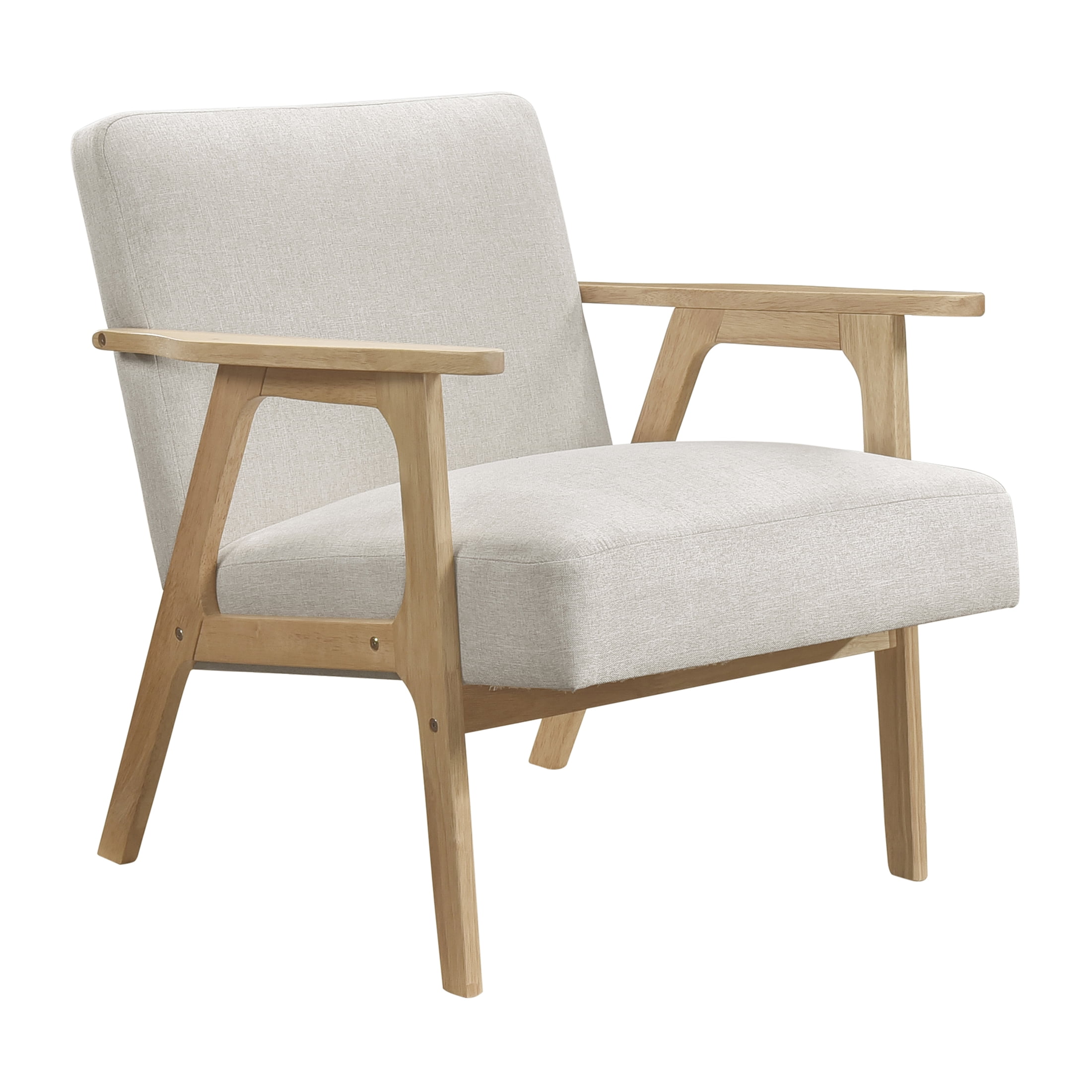 OakvillePark Harrowveil Textured Fabric Accent Chair, Beige/Natural Wood