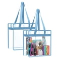 thumbnail image 3 of Clear Tote Bag Stadium Approved 12x12x6, 2 Pack Heavy Duty PVC Clear Tote with Zipper for Concerts, Work & School, Sky Blue, 3 of 8