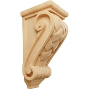 Ekena Millwork 4 1/2"W x 5"D x 10"H Medium Basket Weave Corbel, Red Oak