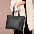 thumbnail image 3 of Hukapapa Bolso de hombro de piel sintética suave para mujer, bolso de mano de gran capacidad, color negro, 3 of 5