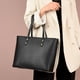 thumbnail image 3 of Bolso de hombro de piel sintética suave para mujer, bolso de mano de gran capacidad, color negro, 3 of 5