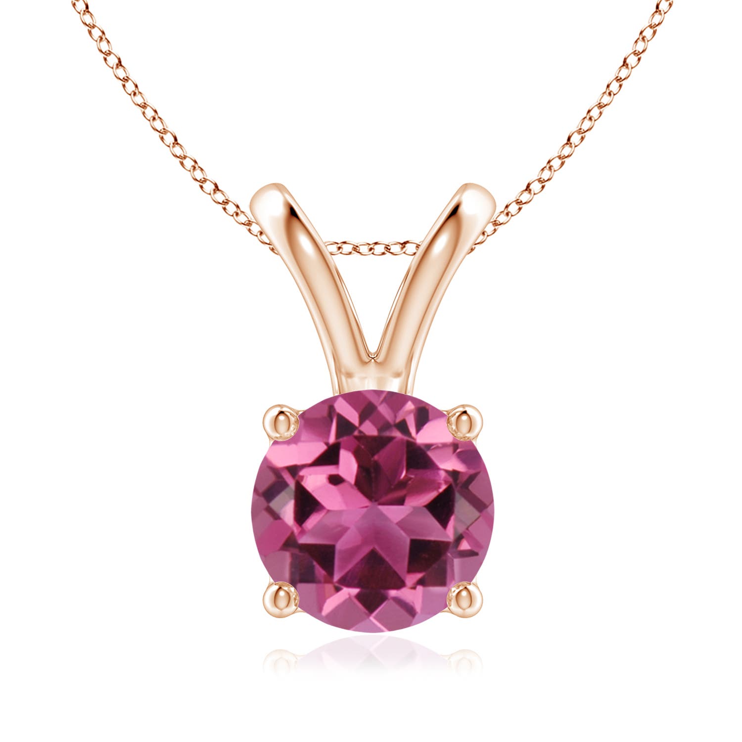 Angara Natural Pink Tourmaline Solitaire Pendant Necklace for