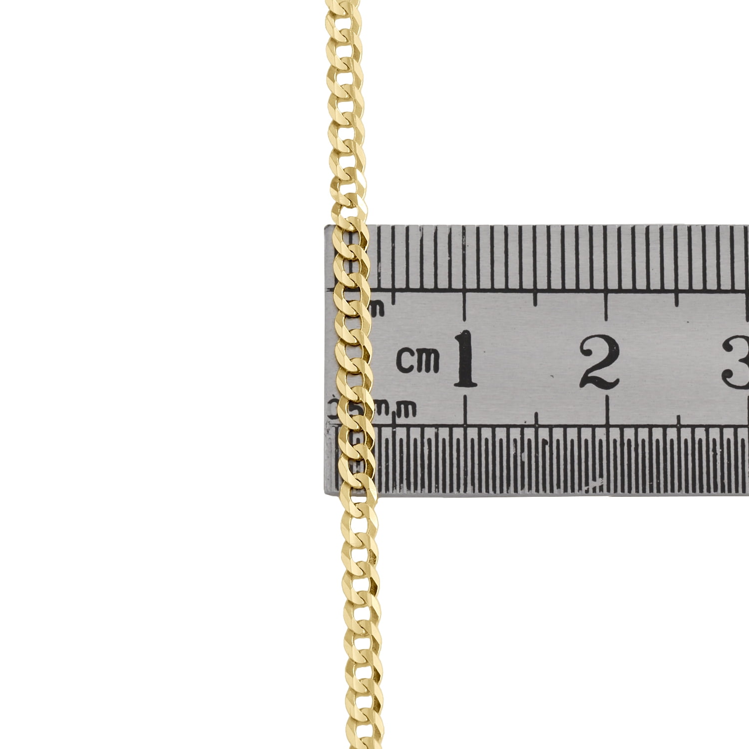 14K Yellow Gold 2.50mm Solid Plain Curb Cuban Link Anklet / Bracelet 7 Inches