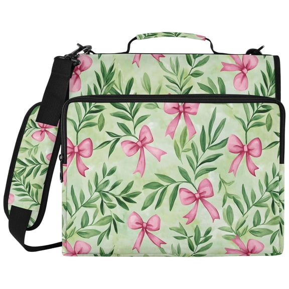 ALAZA Zipper Binder Bows Leaves Pattern 2 inch 3 Ring 500 Sheet Capacity Trapper Keeper File Folder Organizer Bag