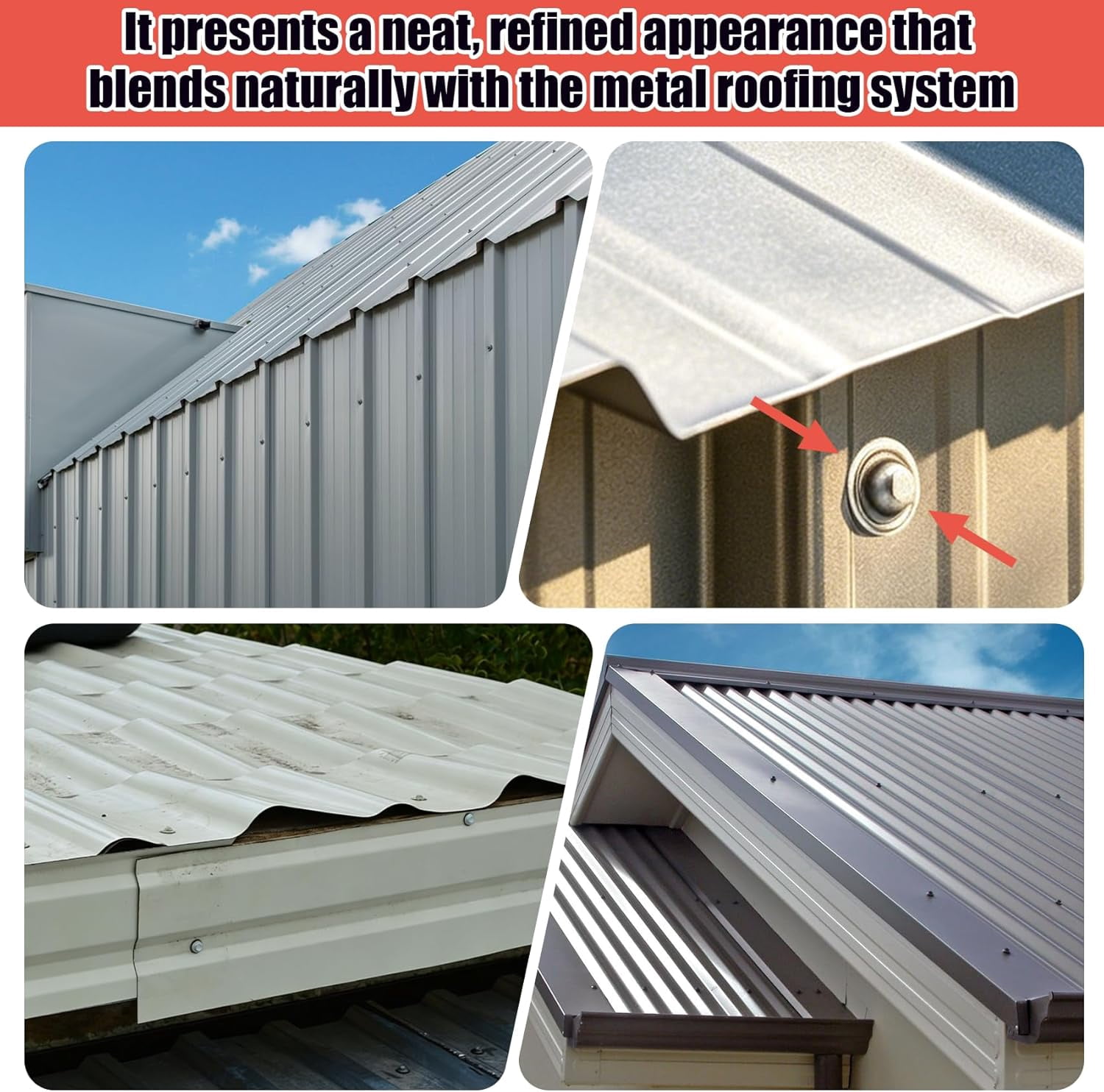 Metal Roof Bolt Caps 50 Pcs, Waterproof Screw Covers No Removal Needed for Metal Roof Leak Repair, Metal for Garage Barn