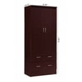 thumbnail image 6 of Hodedah Two Door Wardrobe with 2 Drawers and Hanging Rod, Brown, 6 of 8