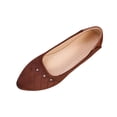 thumbnail image 2 of Miluxas Women's Rhinestone Studded Ballet Flats, Pointed Toe Slip-On Comfortable Casual Work Dress Shoes Brown 9.5(43), 2 of 9