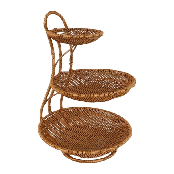 Cesta de frutas tejida de imitación ratán, frutero, elegante, sencillo, multiusos. Tres capas