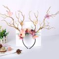 thumbnail image 5 of Slccxzc Floral Deer Antler Headband Forest Fairy Tree Branch Headpiece for Halloween Party, 5 of 7