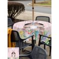 thumbnail image 4 of Outdoor Tablecloth with Umbrella Hole and Zipper, Easter Bunny Square Table Cloth 54x54 Inch Waterproof Tablecloth, Eggs Cute Rabbit Pink Wooden Grain Farm Picnic Table Cover for Patio Camping, 4 of 7