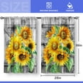 thumbnail image 3 of Sunflower Barn Door Kitchen Curtains - Floral Wood Rustic Retro Farm Wooden Farmhouse Short Cafe Tier Curtains Decor for Living Room Rod Pocket Window Drapes 36 Inch Length 2 Panels 28"x36", 3 of 5