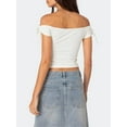 thumbnail image 6 of Biezeib Women's Crop Tops Fitted Off Shoulder Short Sleeve Solid Color T-Shirt for Party Club, 6 of 6