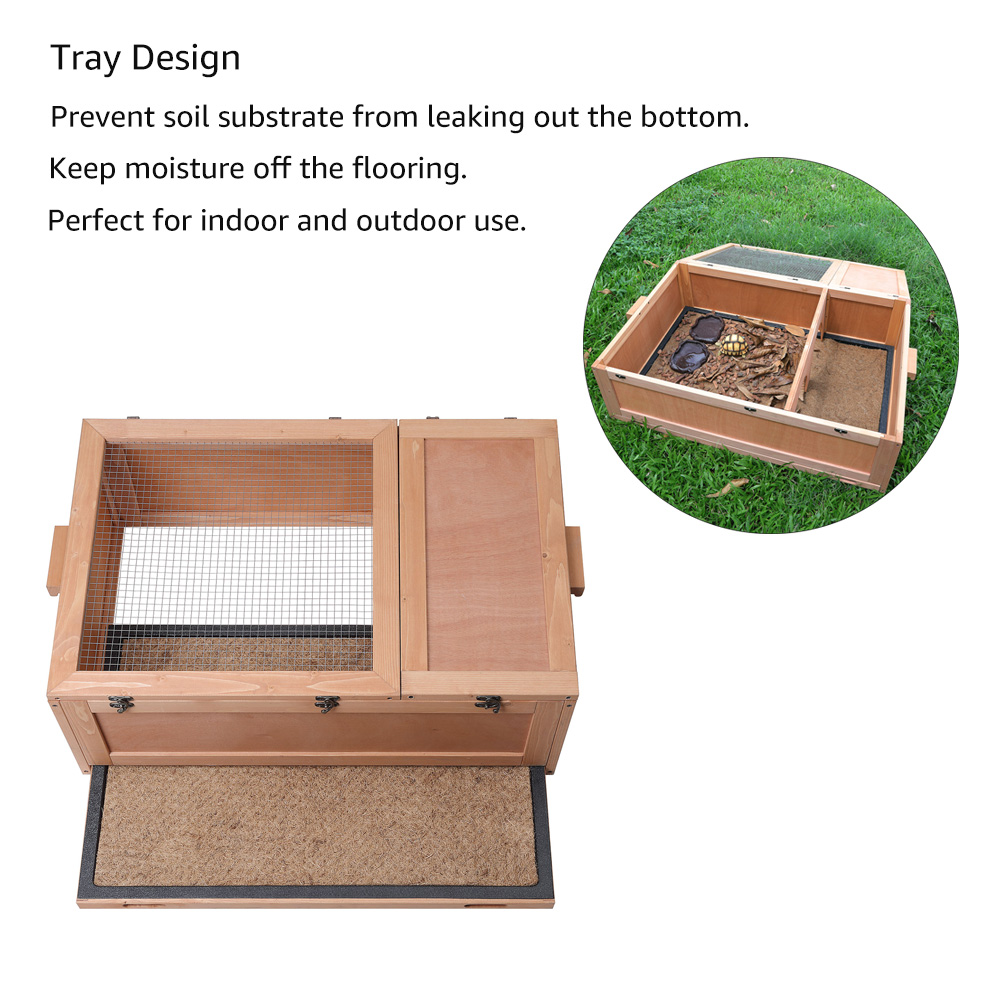 Unipaws Tortoise House with Tray, Tortoise Enclosure with Reptile Carpet and Food Bowls for Small Animals, Indoor and Outdoor Medium Habitat, Anti-Corrosion and Moisture Proof