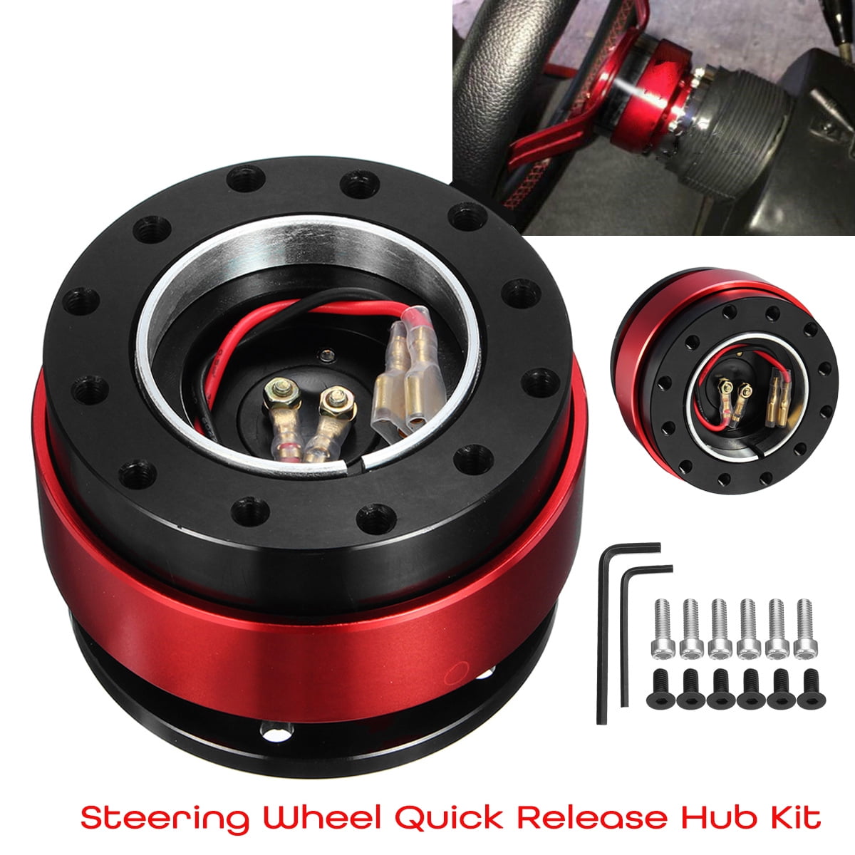Universal 360 Steering Wheel Quick Release Disconnect Hub Kit Black US Stock 