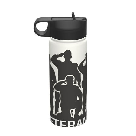 

Fuzoiu Veterans Day Print 18oz Insulated Sports Kettle Outdoor Sport Gym Stainless Steel Water Bottle With Straw Lid