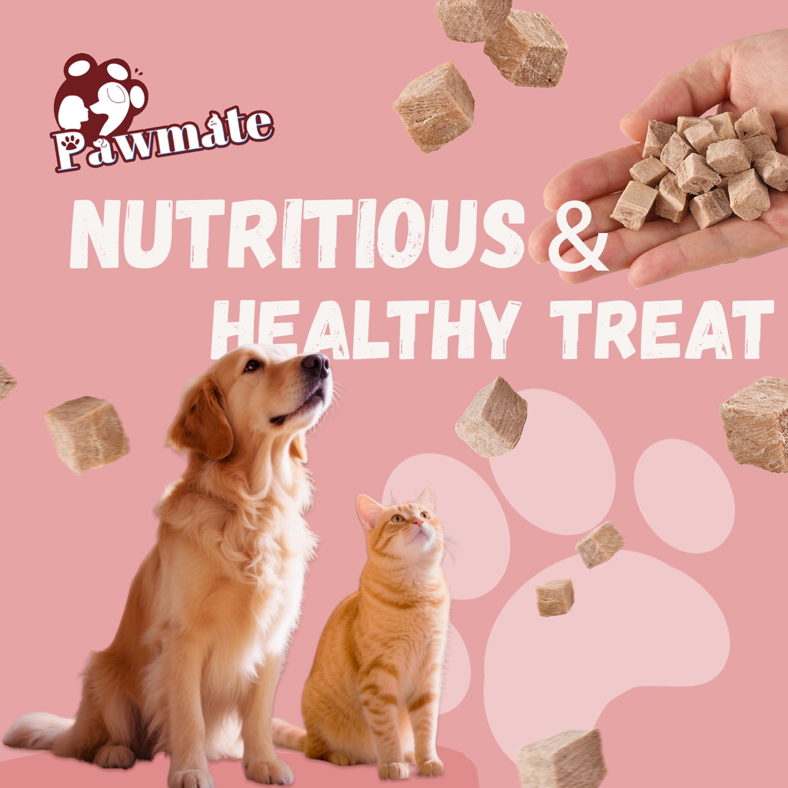 (5 pack) PAWMATE Freeze Dried Duck Treats for Dogs & Cats, Healthy Single Ingredient, High Protein Snacks for Training, 10.23oz