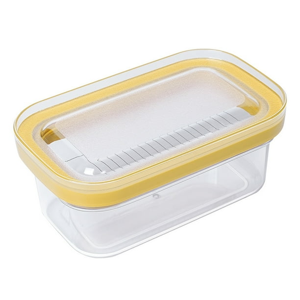 Plato Cortador Mantequilla Con Caja Recipiente Plástico Tapa (280 G) Amarillo