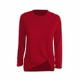 thumbnail image 1 of AherBiu Hauts à Manches Longues pour Femme Blouses Décontractées Amples d'Automne Confortables Nœud avant Col Rond Tee Tops, 1 of 3