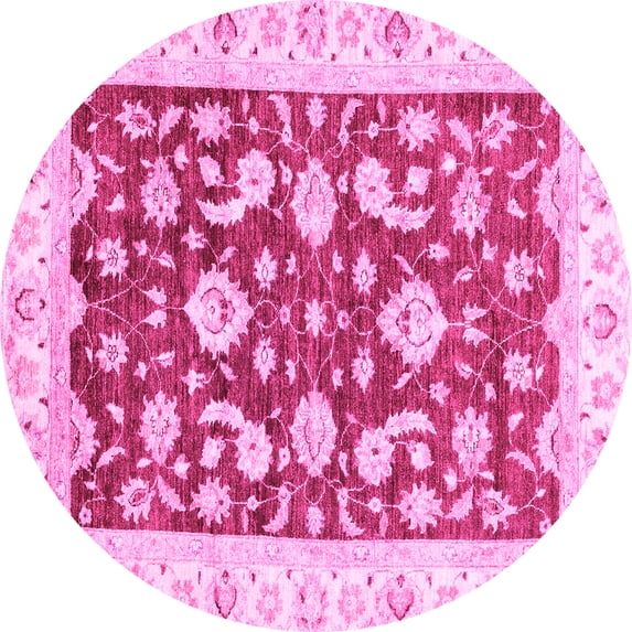 Ahgly Company Indoor Round Oriental Pink Traditional Area Rugs, 4' Round