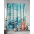 thumbnail image 5 of Fsddascl Turtle Shower Curtain Set - 72" x 78" Washable Bathtub Curtain with 12 Hooks, Coastal Ocean Starfish Coral Watercolor Blue Waterproof Fabric Stall Shower Curtains for Bathroom/Bathtub, 5 of 6