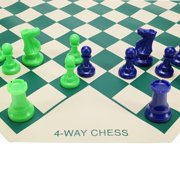 WE Games Four Player Chess Set - Roll Up Vinyl Chess Board with 4 Chess Pieces Sets in Unique Colors, 4 Player Game
