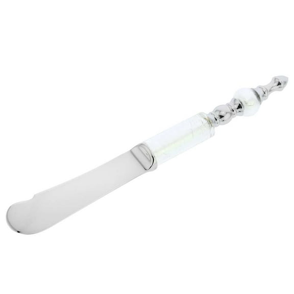 GlassOfVenice Italian Murano Glass Butter Spreader - Silver White