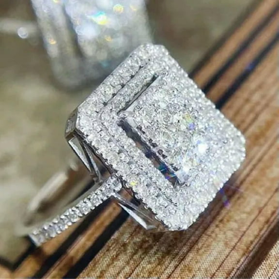 EOEMY Gorgeous Cubic Zirconia Women 925 Silver Rings Engagement Gifts Sz 6-10