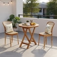 thumbnail image 4 of Demi Bonn 27" Teak Wood Patio Table with Slatted Tabletop and Sturdy X-Shaped Frame, Modern Outdoor Dining Table, Perfect for Small Space, Brown, 4 of 9