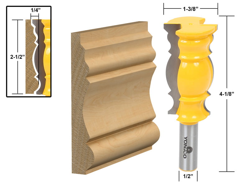Yonico 16143 52-Degree/38-Degree Crown Molding Router Bit 1/2-Inch Shank