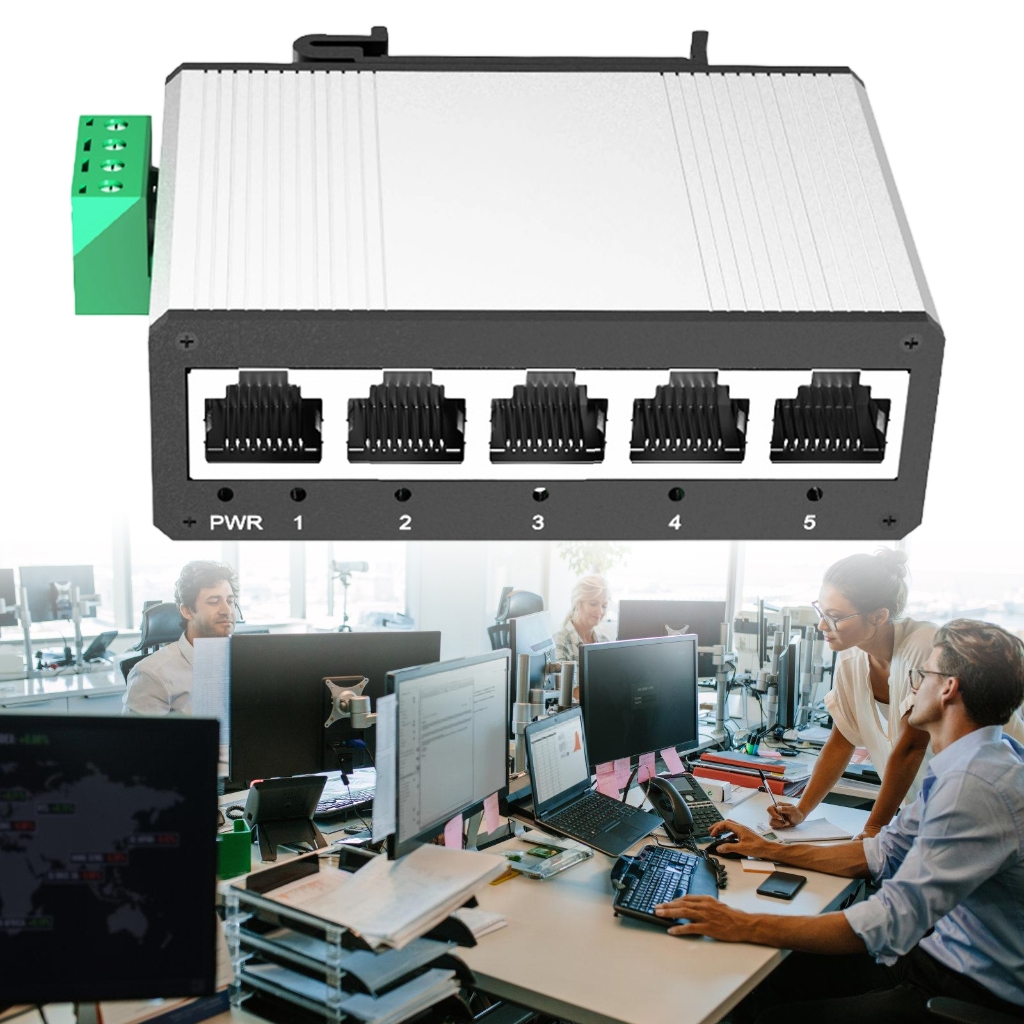 DIN Rail Gigabit Switches 5 Port Aluminum Housing None PoE Industrial Temperature