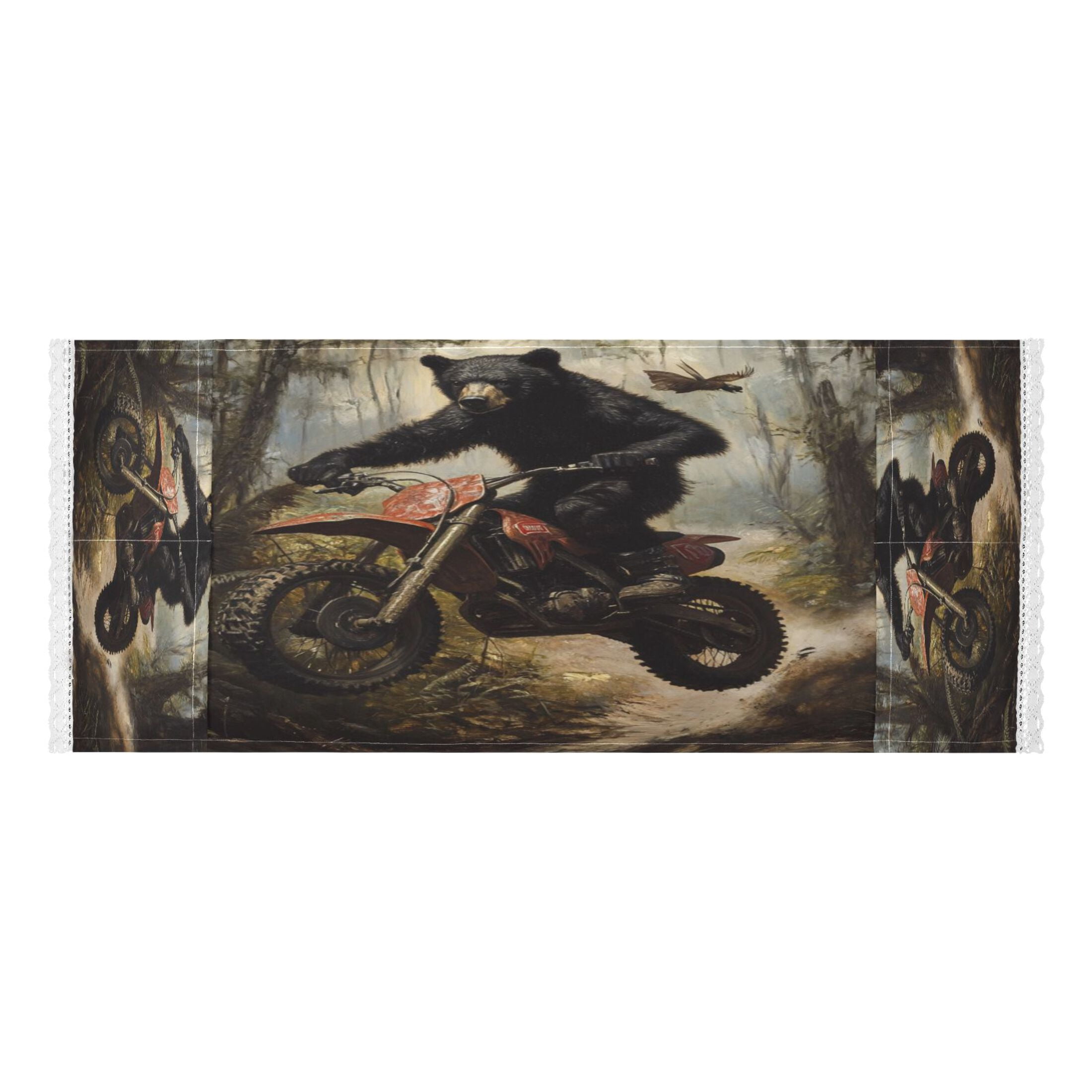 WOBOGO Black Bear Riding A Motocross Bike Washing Machine Cloth Dryer Refrigerator Top Cover Protective Non-Slip Mat For Kitchen Laundry