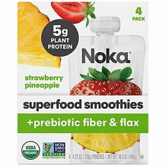 Noka  16.9 oz Strawberry & Pineapple Smoothie - 4 Piece - Pack of 6