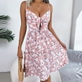 thumbnail image 2 of PuLe Summer Women's Summer Suspenders V-neck Floral Bow Dress, 2 of 8