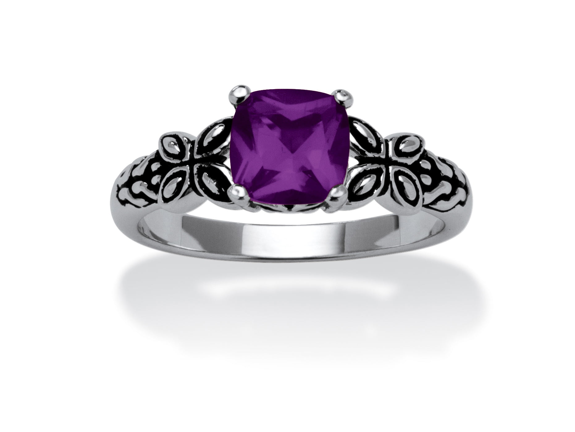 Simulated Birthstone .925 Silver 3-Stone Ring-April-Simulated Birthstone 