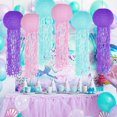 thumbnail image 2 of 6 Pcs Paper Lanterns Hanging Jelly Fish Paper Lanterns Long Tassels Solid Color Mermaid Theme Party Sea Ocean Animal Birthday Decorations Baby Shower Baby Room Decor, 2 of 10