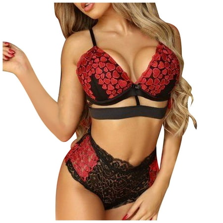 

Women s Red Floral Lingerie S