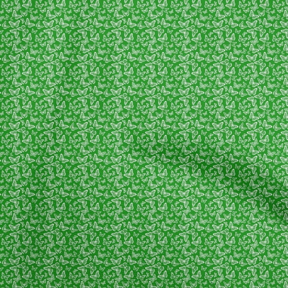 oneOone Polyester Spandex Green Fabric Butterflies Sewing Fabric By The Yard Printed Diy Clothing Sewing Supplies 56 Inch Wide