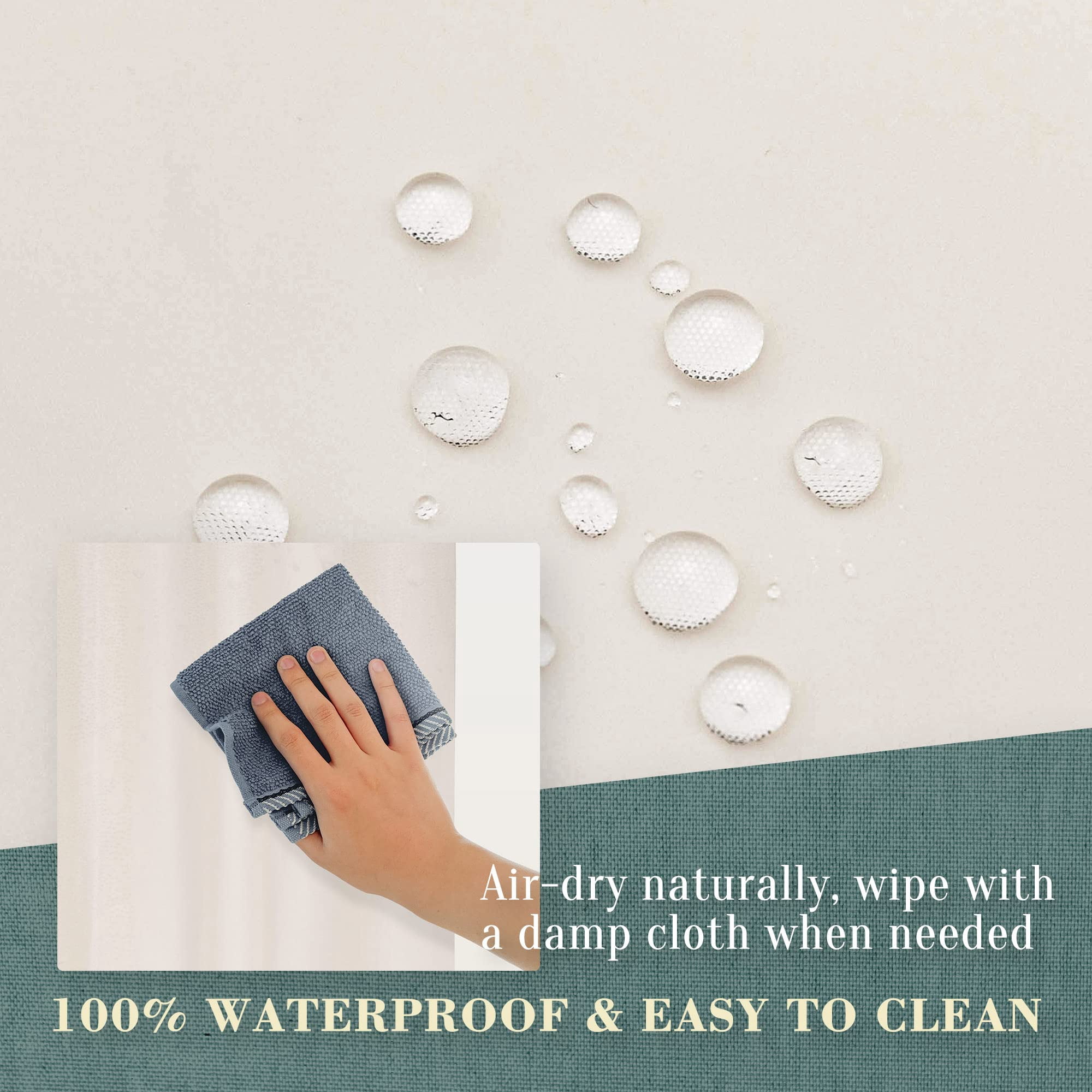 No Hook Peva Shower Curtain Or Liner - 8g Heavy Duty Beige Bathroom Hooks Required  Waterproof Plastic & Pvc Free Standard Size 71 X 74