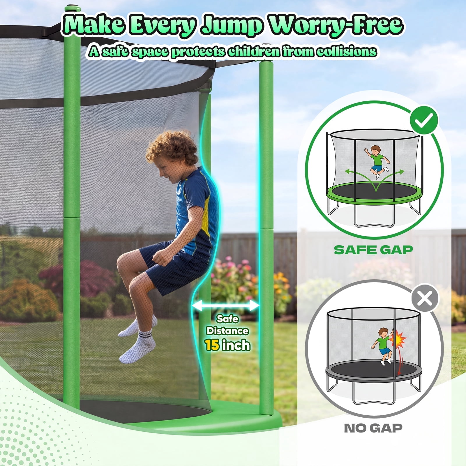Outdoor Trampoline,Fashionsport Outfitters 14FT Trampoline, Recreational Backyard Trampolines Anti-Rust for Kids and Adults with Net and Ladder