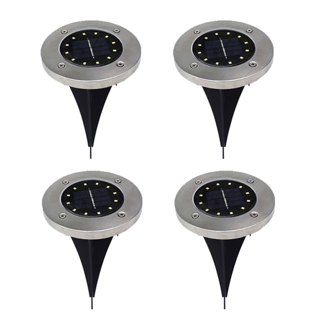 4PCS Solar Floor Light-12LED Silver Warm Light MFZFUKR CPB-US-DYP190-6