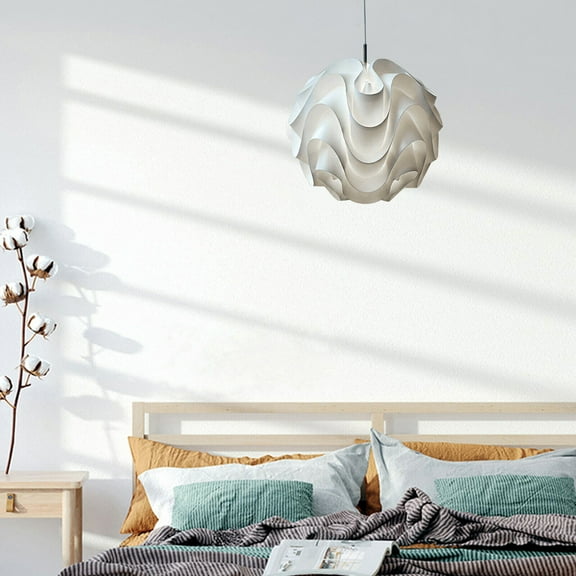 Acrylic Pendant Lamp Ceiling Light Fixtures White Ball Shade Hang W/ E27 Bulb for Homes, Restaurants