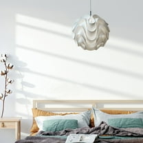 Acrylic Pendant Lamp Ceiling Light Fixtures White Ball Shade Hang W/ E27 Bulb for Homes, Restaurants