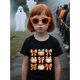 thumbnail image 1 of Kids' Halloween Pumpkin T-Shirt - Black Shirt With orange Bows, Soft Breathable Cotton Tee For Boys & Girls, Fall Party outfit, everyday Casual Top - easy Care Halloween apparel, Halloween Clothes, e, 1 of 8